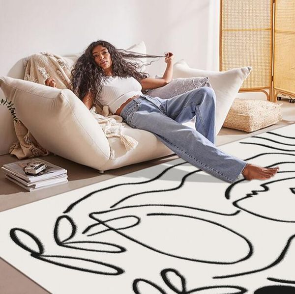 

carpets fashion design abstract lines pattern carpet art bedroom living room crystal velvet non-slip decorative washable rug sofa mat