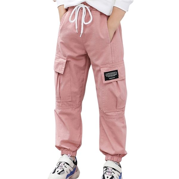 

girl cargo pants letter trousers autumn winter culottes for children casual style children's clothing 6 8 10 12 14 210527, Blue