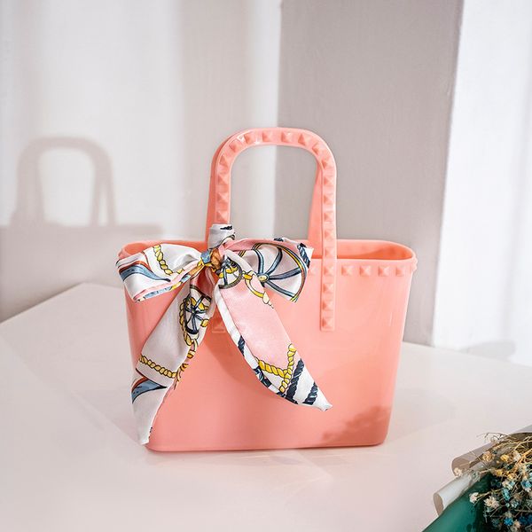 

21ss designer jelly bag female vegetable basket handbag colorful candy bags mini silk scarf handbags fashion fresh small tote