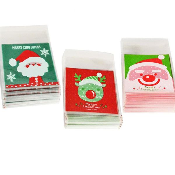 

gift wrap 50/100pcs cookie bags christmas santa claus snowman plastic packaging party wedding candy bag kids favor