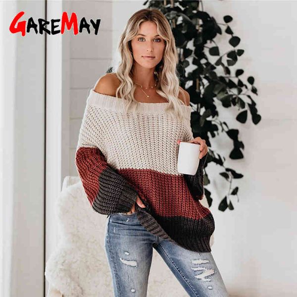 Frauen Pullover Lose Winter Off Schulter Gestrickte Jumper Casual Rot S Damen Hohe Qualität Übergroße Dicke Weibliche 210428