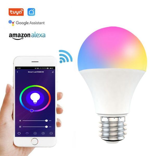 

bulbs voice control 9w rgbcw smart light bulb dimmable timer e27/b22 wifi led magic lamp ac220v/110v work with alexa google home
