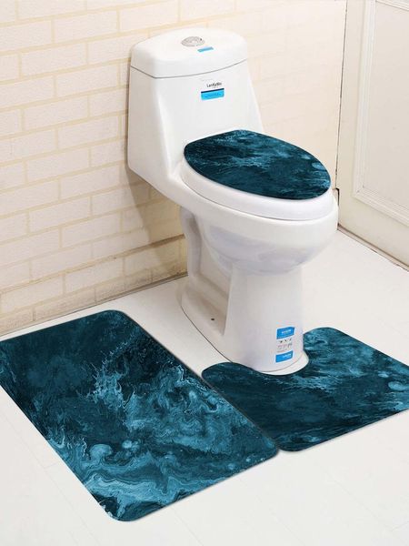 

bath mats 3pcs/set geometric mat sets toilet carpet enter the door anti-skidding pad water absorption bathroom decoration