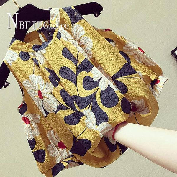 

plus size summer flower printed women blouse fashion slim female blouses women's & shirts, White