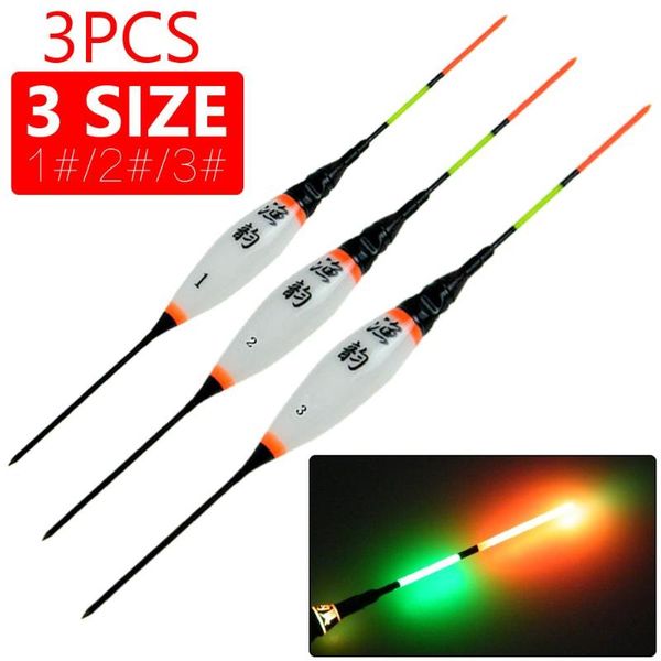

3pcs led electronic fishing float night floats balsa wood vision electric luminous accessories