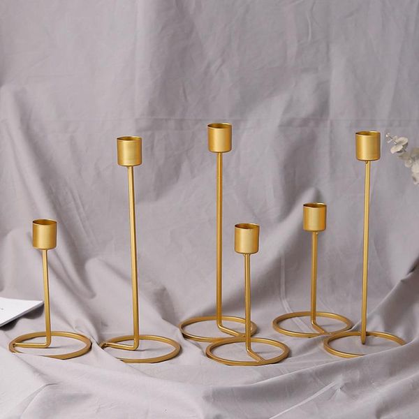 

modern iron candle holder candlestick wedding party banquet decor - gold, l candles