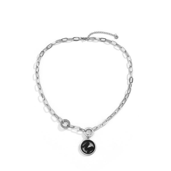 

pendant necklaces potcet korea 2021 fashion trend women's stainless steel letter m neony geometric retro jewelry, Silver