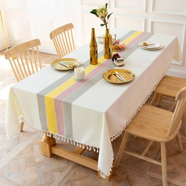 

table cloth linen cotton tablecloth dinner rectangular antiderapant dust-proof tea colth tassel for wedding party