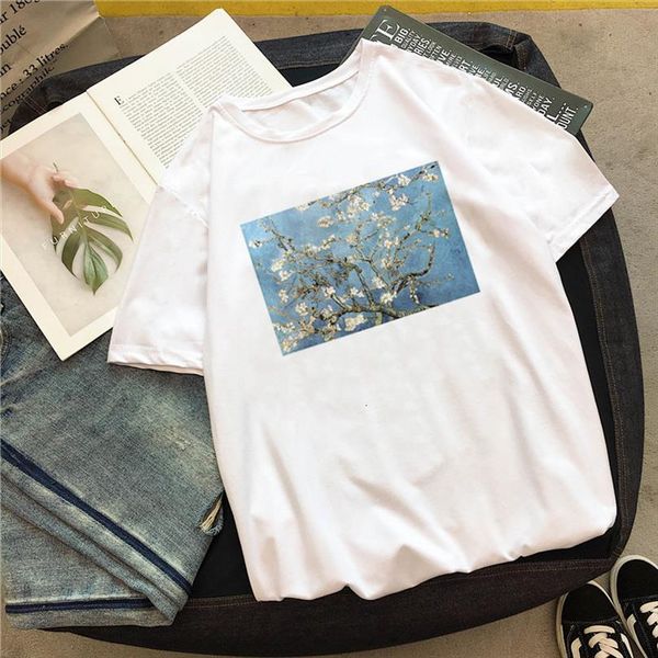 

aesthetic van gogh almond mens t shirts blossom and womens oil vintage painting casual tumblr fun fashion grunge printed women, White;black