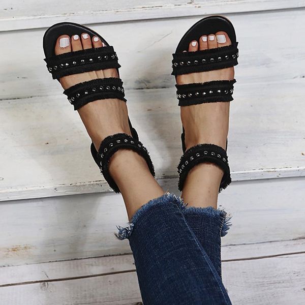 

sandals daigelo women's summer flock hollow zipper beach open toe breathable shoes flat femme est 2021 single, Black