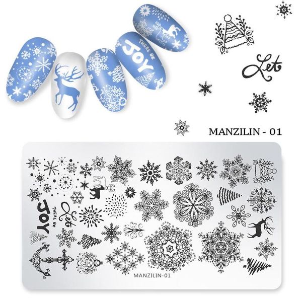 

nail art kits christmas snowflake santa snowman print image stamping template plate diy stamp stencils