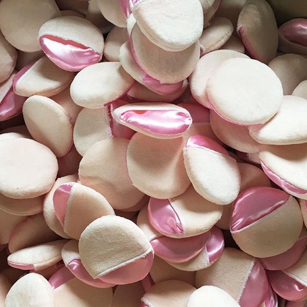

sponges, applicators & cotton 8pcs round makeup blending powder puff with ribbon for cosmetic foundation air cushion loose (pink, 6x0.7cm)