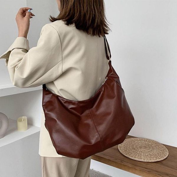 

casual large leather women bag simple solid ladies messenger shoulder bags tote hobos women's handbag crossbody 2021 totes