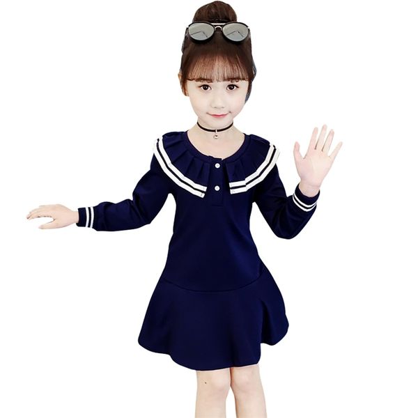 

girl dresses patchwork child dress casual style kids spring autumn s school costumes 210527, Red;yellow