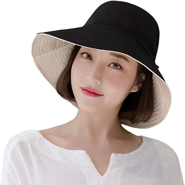 

wide brim hats summer women's casual long skirt acrylic fisherman hat lightweight big beach bucket for girls, Blue;gray
