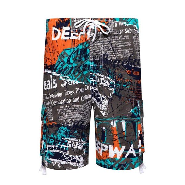 

letter print men summer beach shorts arrival quick dry man casual board eu size s-xl men's, White;black