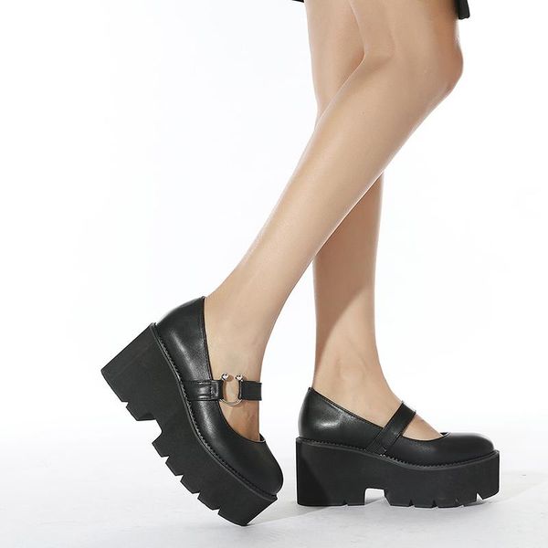 

women's chunky shoes platform shoe in black big size 40 41 42 43 qq065 dress