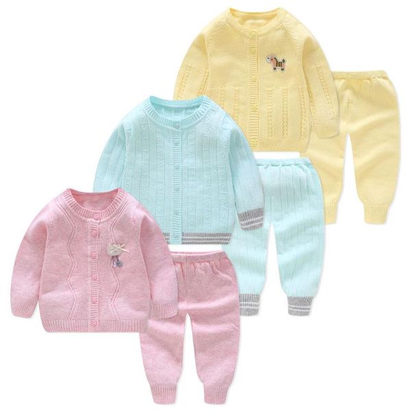 

solid born clothes sets 2pcs cardigan autumn winter knitted infant girls outfit suits long sleeve baby boys sweater z691 clothing, White