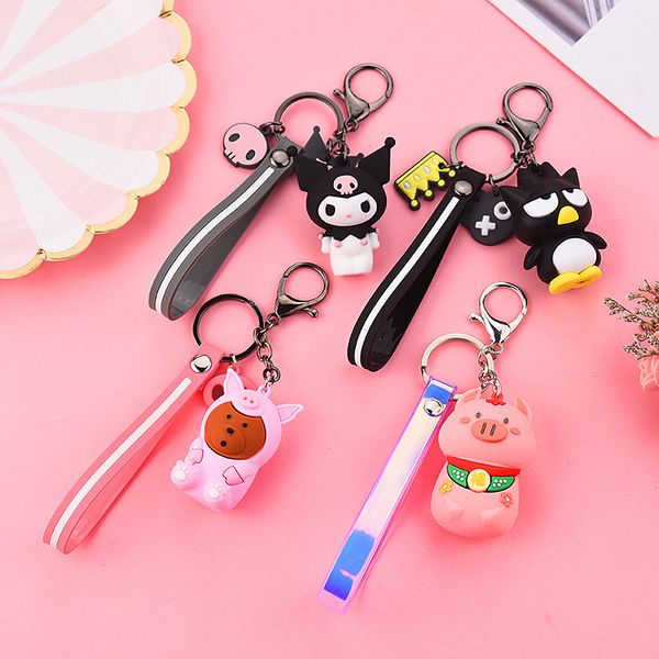 

2021 fashion keychain creative silicone doll pig bear ring pvc soft plastic cartoon penguin key pendant for men and women, Silver