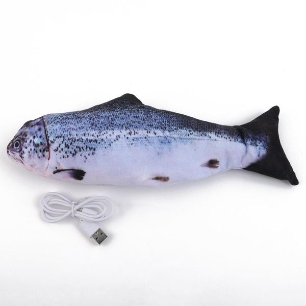 

cat toys 30cm simulation fish toy usb charging silver for puppy cats