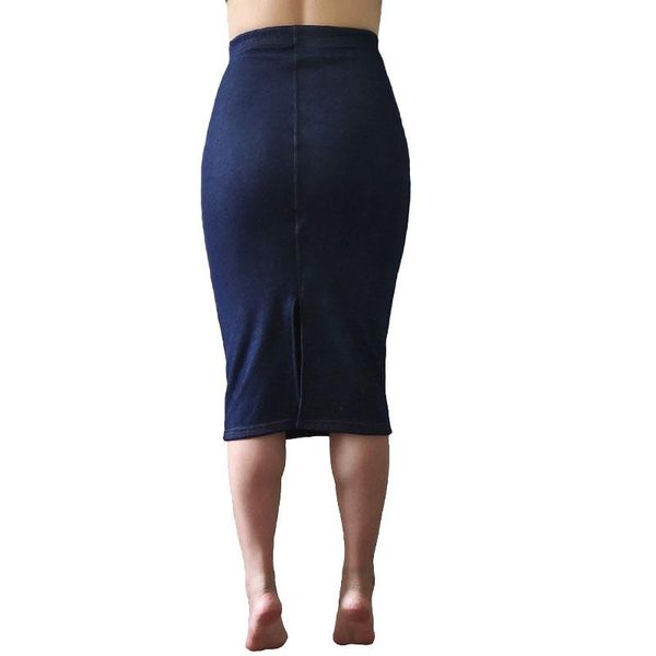 

yoga outfit imitation denim skirt woman party elastic half length mid back slit and velvet arm