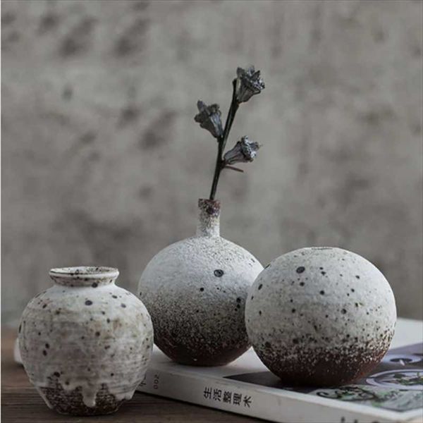 

vases nordic room decor rough ceramic personality retro dry flower pot frosted glaze art mini vase creative home decorations