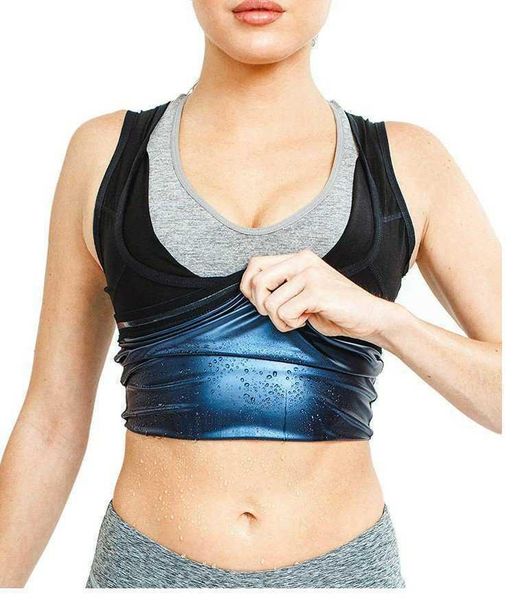 

women thermo shirt sweat sauna tank vest belt belly reducing shaperwear fat burning loss weight waist trainer sweat corset, White;black