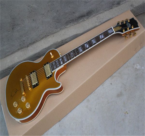 

2021 arrival lp 90th birthday model electric guitar with frets binding gold goldtop