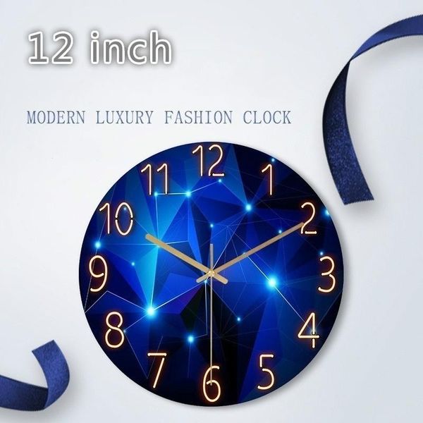 

wall clocks 12inch fashion glass quartz clock home living quiet silent simple