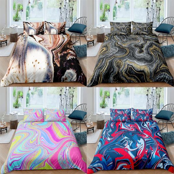 

colorful marble bedding set pastel pink blue purple quicksand duvet cover abstract king twin bed linen bright girl bedspread sets