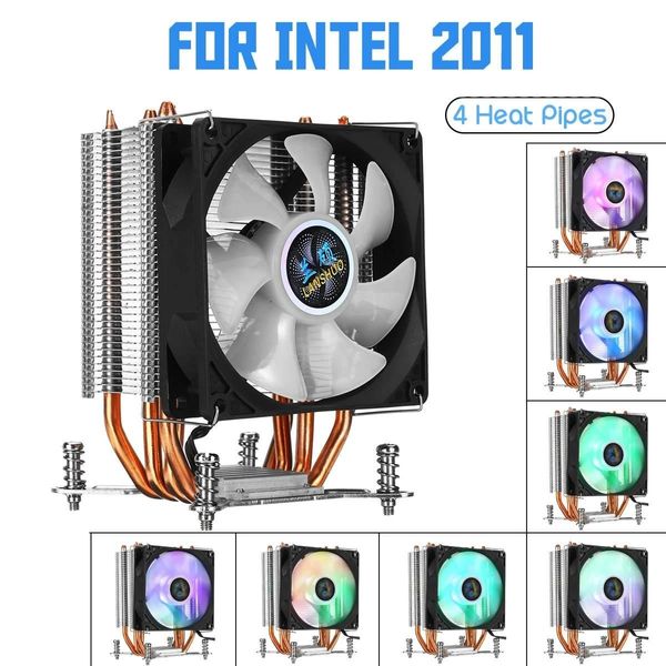 Ventola di raffreddamento CPU 4 tubi di calore in rame 90mm RGBA urora Raffreddamento leggero per computer Intel LGA 2011 Radiatore dissipatore di calore