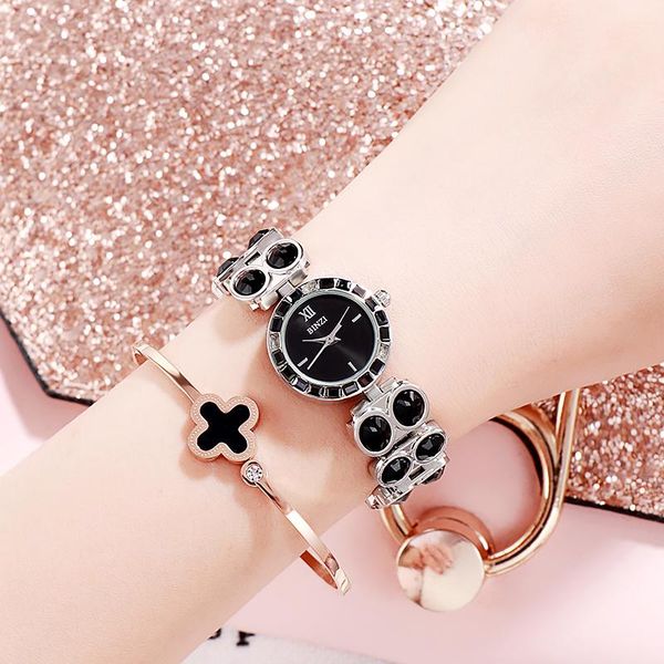 

wristwatches rose gold binzi brand women wrist watches for watch relogio feminino luxury diamond mesh quartz clock 2021, Slivery;brown
