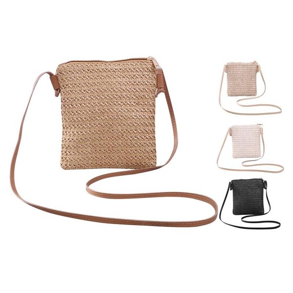 

evening bags straw plait small square one shoulder slanted cross bag handbag coin purses casual holiday beach