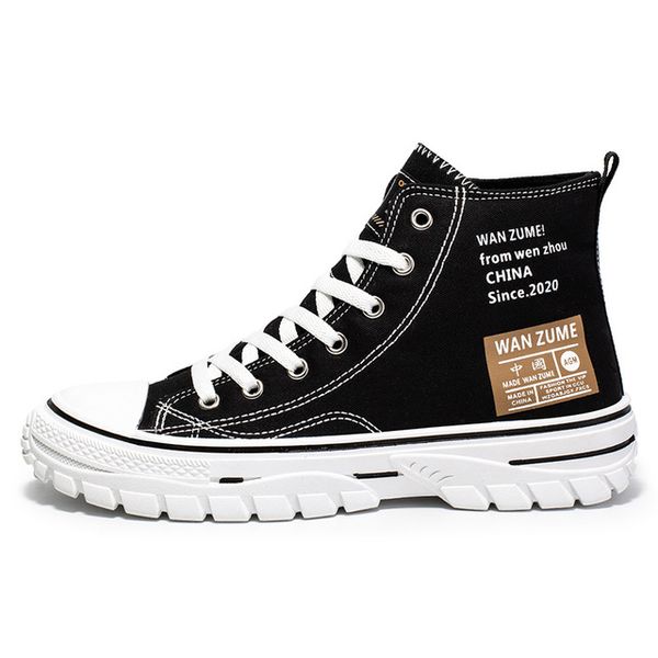 

young students fashionable canvas boots summer breathable thin men casual board shoes waterproof leather surface rubber soft sole wholesale, Black