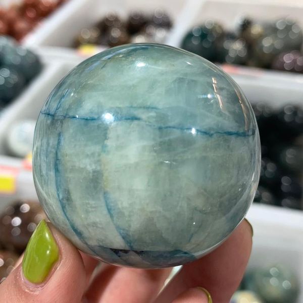 

decorative objects & figurines 5.5-6cm aquamarine ball healing crystal sphere natural stone ore for home decor