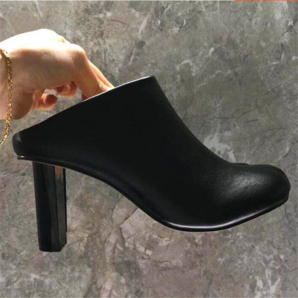 

slippers high-heeled female ins single shoes wild street s strange shape with summer, Black