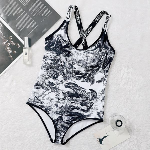 

2021 bikini swimsuit lulu purse style multi new elastic band letter animal pattern one-piece slimming triangle women swimsuit wholesale sexy, White;black
