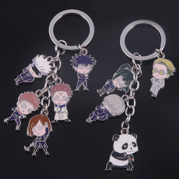 

jujutsu kaisen yuji itadori fushiguro megumi panda gojo satoru kugisaki nobara toge inumaki zenin maki enamel keychain key chain, Silver