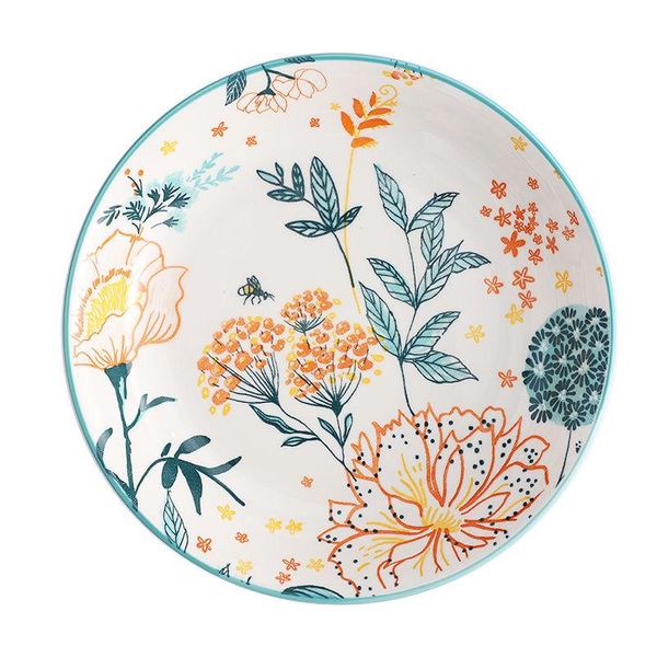 

creative hand-painted plant pattern bowls and dishes, ceramic combination tableware, bakeware, rice dinnerware sets