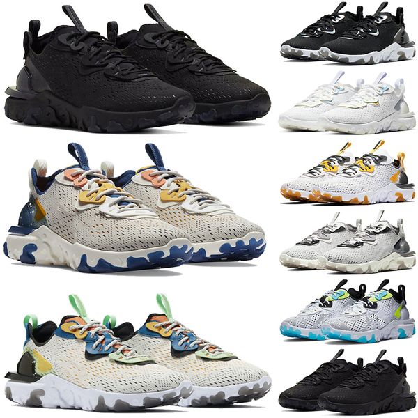 

react vision element 55 87 men women running shoes triple black white iridescent phantom light orewood brown mens womens trainers sports sne