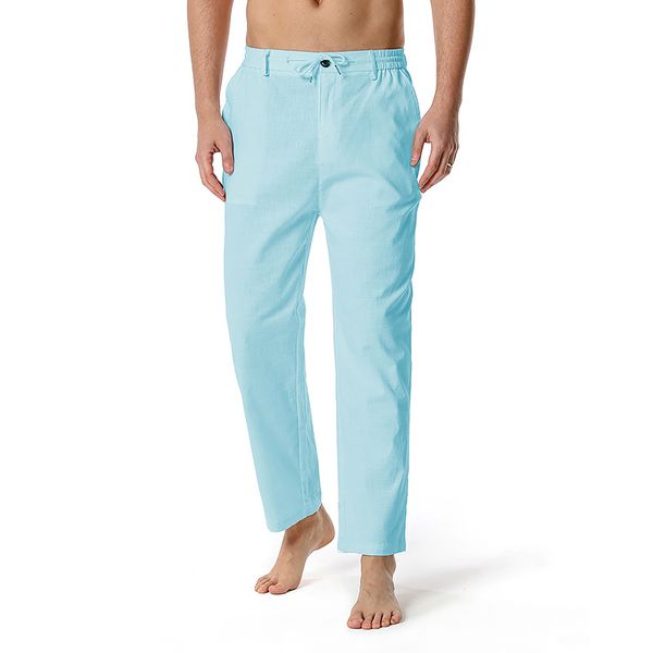 

Big and Tall Size -3XL Mens Pajama Pants Linen Cotton Lounge Pants Men Button Front Pilamas Sleep Pants Sleepwear with Pockets, Black pajamas pants