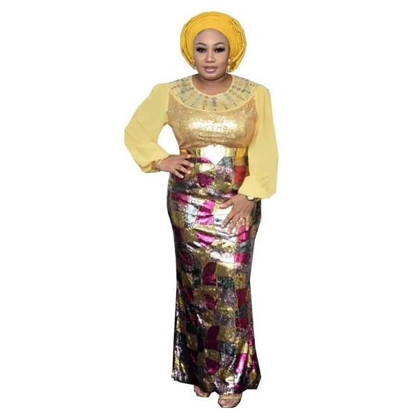 

ethnic clothing 2022 autumn winter outfits african women dashiki sequin party dresses fashion lantern sleeve bodycon maxi robes no headtie, Red
