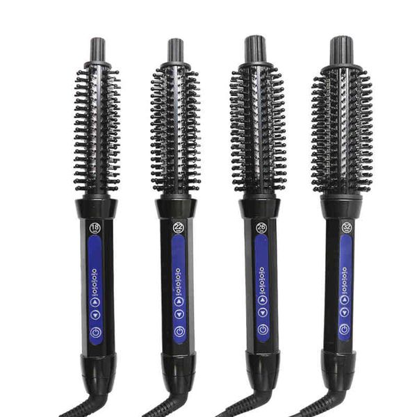 

electric comb hair brush 2 in 1 pro ceramic curler curlers roller styling tools curling iron multifunction eu plu