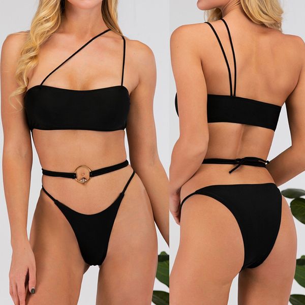 

bikini 2020 new simple suit plain swimsuit, White;black