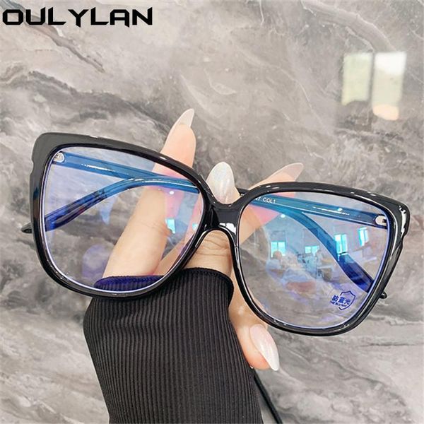 

fashion sunglasses frames oulylan tr90 eyeglasses women men vintage anti-blue light glasses frame oversized fake spectascle, Black