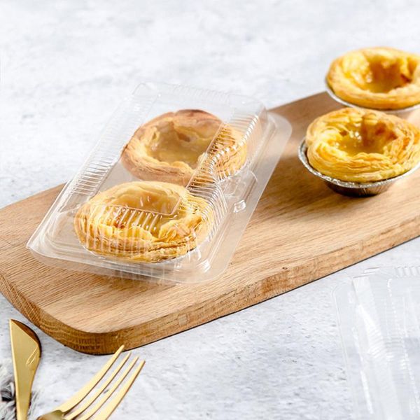 

pcs 2-grids disposable package boxes transparent baking packaging egg tart trays for home restaurant gift wrap