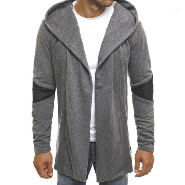 

men's jackets men splicing hooded solid trench coat jacket cardigan long sleeve outwear blouse m-5xl plus size chaqueta hombre erkek mo, Black;brown