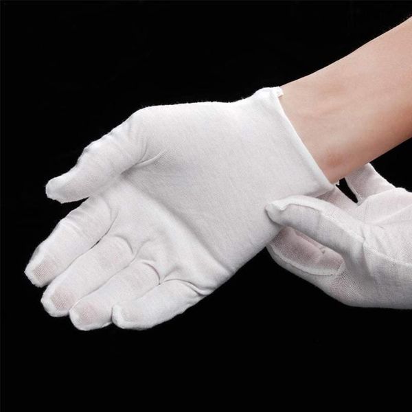 

disposable gloves white 10 pairs soft cotton coin jewelry silver inspection stretchable lining glove clean jersey