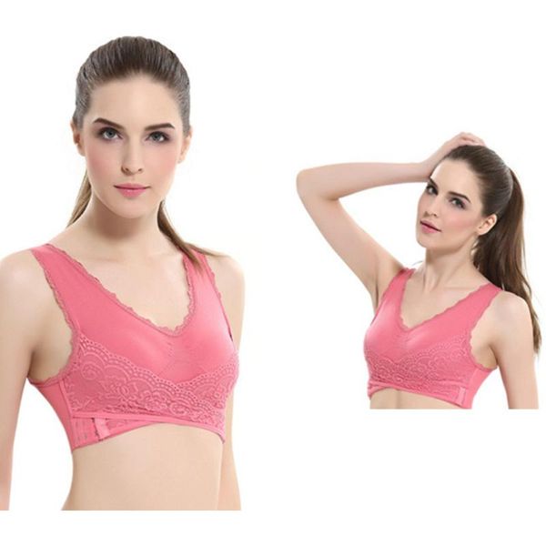 

lace sports bras front cross side buckle support for yoga gym workout - size (red) outfit