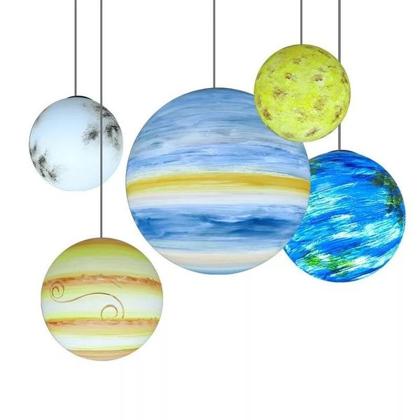 

pendant lamps colorful universe planet parlor led restaurant hang lamp children room children's park lights loft art dec